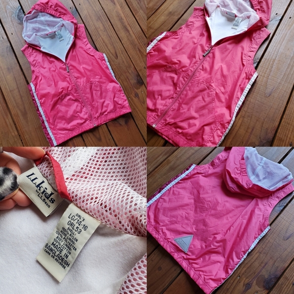 Vintage 90's L.L. bean girls L or S/M regular pink swish zip vest top - Picture 5 of 5